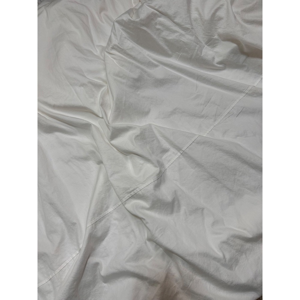 Pottery Barn Essential King Cal King Duvet Cover White Cotton w/ 2 Pleats 1 Flat - Picture 6 of 15
